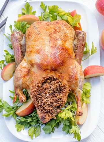 Roasted Duck with Buckwheat Stuffing